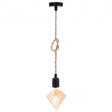 Ceiling Lamp 40BRR 1ΧΕ27 Metal With single knitting rope Η100cm Black Aca