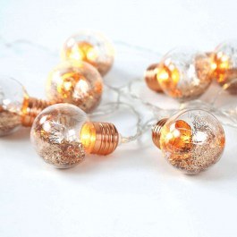 Χριστουγεννιάτικα Λαμπάκια Bulb 10 Led X07101136 135+30cm 0,6W Με Μπαταρία Bronze Aca BRONZE