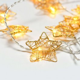 Χριστουγεννιάτικα Λαμπάκια Σειρά Metal Stars 10 Led X061011206A 135+30cm 0,45W Με Μπαταρία Gold Aca GOLD
