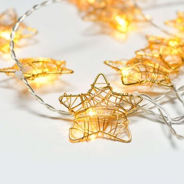 Christmas Lights Series Metal Stars 10 Led X061011206A 135+30cm 0,45W With Battery Gold Aca