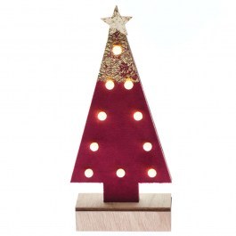Christmas Table Decorative Glitter Tree Led X061011209 12,5x4,5x27cm With Batteries Red-Gold Aca RED-GOLD