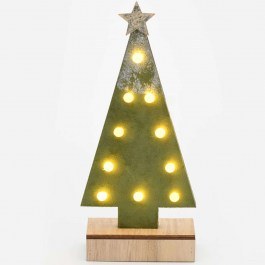 Christmas Table Decorative Glitter Tree Led X061011210 12,5x4,5x27cm With Batteries Green-Gold Aca GREEN-GOLD