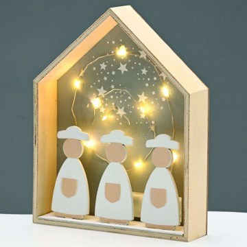 Christmas Table Decorative House Led X051401125 20x4,5x25cm With Batteries Natural-White Aca