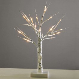 Christmas Table Decorative Snow Tree Led XTREWWW452A 45cm With Batteries White Aca WHITE