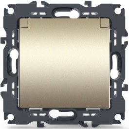 Πρίζα Ρεύματος Ασφαλείας Μονή Με Καπάκι Χωνευτή Prime 1000116104 1x2P+E 16A 250VAC Champagne Aca CHAMPAGNE