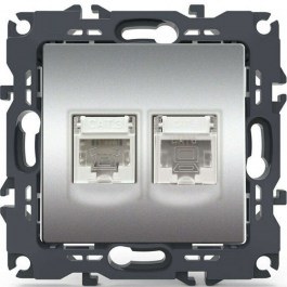 Πρίζα Δικτύου & Τηλεφώνου Χωνευτή Prime 1000113403 1xRJ11 CAT3/1xRJ45 CAT6 UTP Aluminium Aca ALUMINIUM