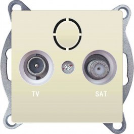 TV Antenna Socket & SAT Terminal Recessed Prime 1000114202 Ivory Aca IVORY