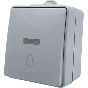 Push Button Wall Switch Bell External With Led Army 1000432106 10A 250VAC Light Grey Aca