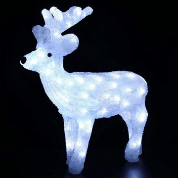 Christmas Decorative Figure Standing Reindeer With Led Light X0880224 45x13,5x49cm White Aca