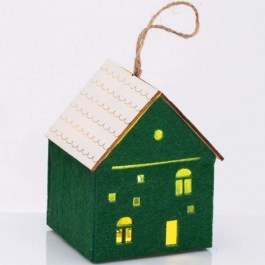 Christmas Ornament Hanging With Led Light House X09119258 8x8x9,6cm Green Aca GREEN