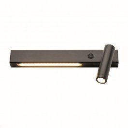 Wall Light Led Hermes SF2110LEDBKR 12W 3200K 980lm 28x11x8cm Με Reading Light Δεξιά Black Aca BLACK
