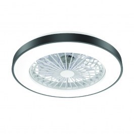 Ceiling Fan FANOKBL10G Dimmable With Light and Remote Control DC22W D50cm Black Aca BLACK