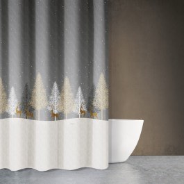 Κουρτίνα Μπάνιου Χριστουγεννιάτικη Des 416 Natural Saint Clair Natural
