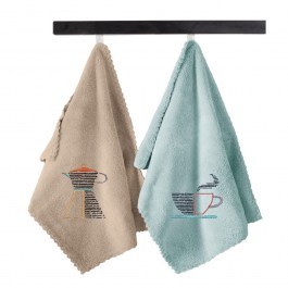 Kitchen Towels Gourmet 22 (Set 2pcs) Beige-Mint Guy Laroche MINT-BEIGE