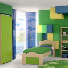 Κρεβάτι Παιδικό Νο. 48 Wave 110x190 Oak-Green GREEN