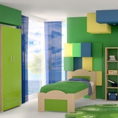 Κρεβάτι Παιδικό Νο. 48 Wave 110x190 Oak-Green