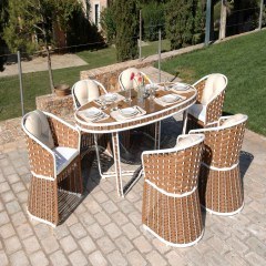 Τραπεζαρία Rattan Σέτ 7 Τεμαχίων 200x100x78 202690