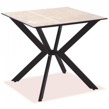 Square Aluminum Table Hpl 22497 70x70x75cm Beige-Black