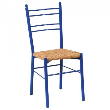 Καρέκλα Ύδρα με Κάθισμα Ψάθα 3798 40x42x88cm Blue-Natural