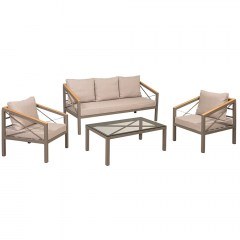 Καθιστικό San Marino (Σετ 4Τμχ) 223913 168x74x76/75x74x76/105x60x39cm Cappuccino-Beige