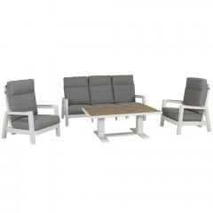 Garden Seating Set (Set of 4) 23951 195x84x100/73x83x100/140x80x51-69cm Grey-White