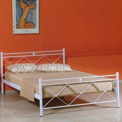 Metal Cross Bed 23982 168x208cm White