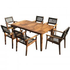 Τραπεζαρία Amorgos (Σετ 7Τμχ) 251421 180x100x75/62,5x63x91cm Natural