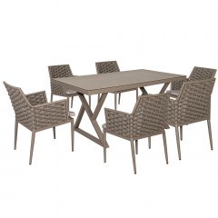 Τραπεζαρία Sifinos (Σετ 7Τμχ) 223883 160x90x75/57x61x79cm Taupe