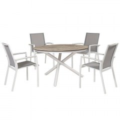 Τραπεζαρία Louis (Σετ 5Τμχ) 223880 120x75/56.5x62x89cm Grey-White