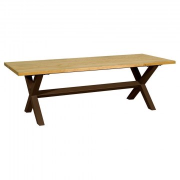 Τραπέζι Μεταλλικό Με Ξύλο Οξιάς 186773 85-95x230x72cm Natural-Brown