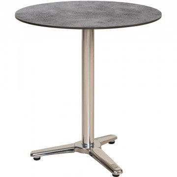 Round Stainless Steel Table with Compact HPL Surface 23956 D60x75cm Grey