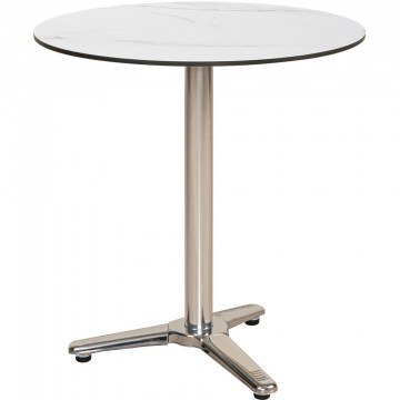 Round Stainless Steel Table with Compact HPL Surface 23962 D60x75cm White