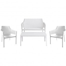 Garden Lounge Set (Set 4pcs) 251454 With UV Protection and Seat Cushions White WHITE