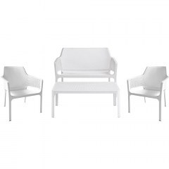 Garden Lounge Set (Set 4pcs) 251454 With UV Protection and Seat Cushions White