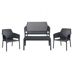 Garden Lounge Set (Set 4pcs) 251453 With UV Protection and Seat Cushions Dark Grey