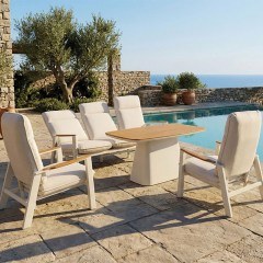 Garden Dining Set 261401 (Set 4pcs) With Aluminum Frame And Teak Wood Beige-Teak