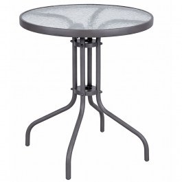 Garden Round Table 26070-60 Metal With Glass Top D60x70cm Grey GREY
