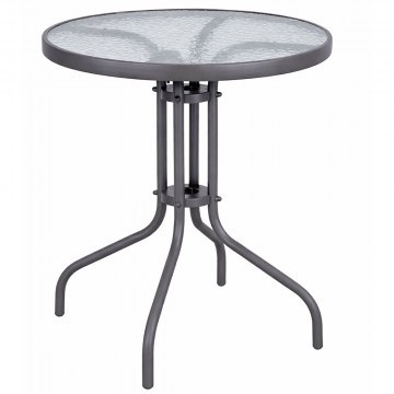 Garden Round Table 26070-60 Metal With Glass Top D60x70cm Grey