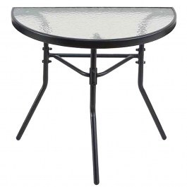 Semicircular Wall-Mounted Table 26080-70 Metal with Glass Top 70x40x70cm Black BLACK