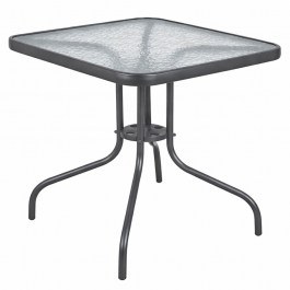 Garden Table Square 26060 Metal With Glass Top 80x80x70cm Grey GREY