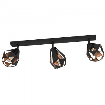 Ceiling Lamp Carton 7 43717 73x16x25,5cm 3xΕ27 40W Black-Bronze Eglo