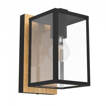 Φωτιστικό Τοίχου Budrone 900289 12x27cm 1xE27 Black-Natural Eglo