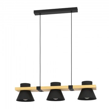 Ceiling Light - Rail Maccles 43956 78x18x110cm 3xE27 IP20 Black-Natural Eglo