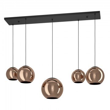Ceiling Light - Rail Cordoba 390388 5xΕ27 139x150cm Black-Copper Eglo