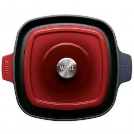 Enameled Cast Iron Grill Pan Iron 28x28cm Red Woll RED