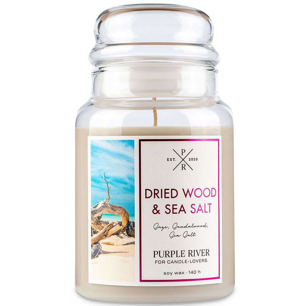 Αρωματικό Κερί Dried Wood & Sea Salt A1068 10x18cm 623gr Sand Purple River