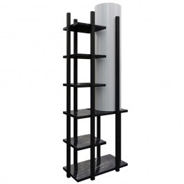 Floor Lamp With Shelves Moda Dor 390FLH2153 45x25x135cm E27 60W Black-White Opviq BLACK-WHITE