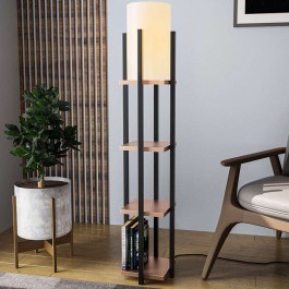 Φωτιστικό Δαπέδου Με Ραφάκια Shelf 892OPV1155 25x25x130cm E27 Max 40W Black-Copper Opviq BLACK-COPPER