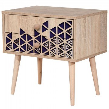 Bedside Table Two 869VEL3510 60x40x61cm Oak-Blue