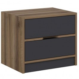 Bedside Table Elina 506MNR1502 54x40x47cm Anthracite-Walnut ANTHRACITE-WALNUT